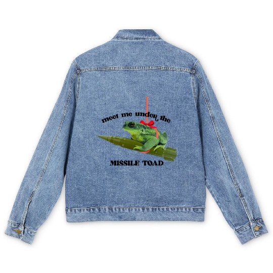 Meet me under the missile toad – mistletoe pun Men's Denim Jackets