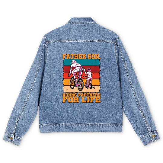 Father Son, Riding Partners For Life Men's Denim Jackets