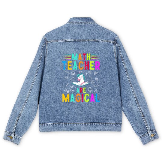 Math Teacher Unicorn Men's Denim Jackets
