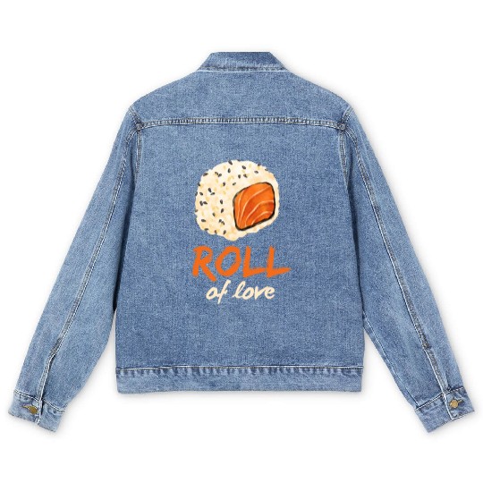 Salmon Sushi Roll Love Foodie Cute Funny Sushi Men's Denim Jackets