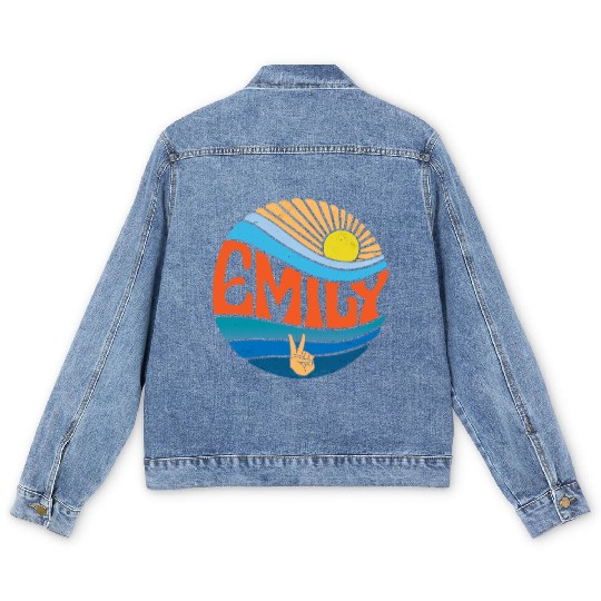 Emily Men's Denim Jackets Vintage Sunset Emily Groovy Tie Dye