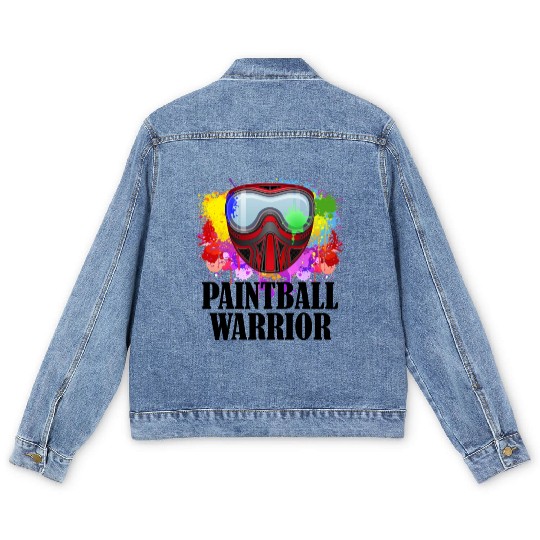 Paintball Warrior Mask Squad Paintballer Air Gun Men's Denim Jackets