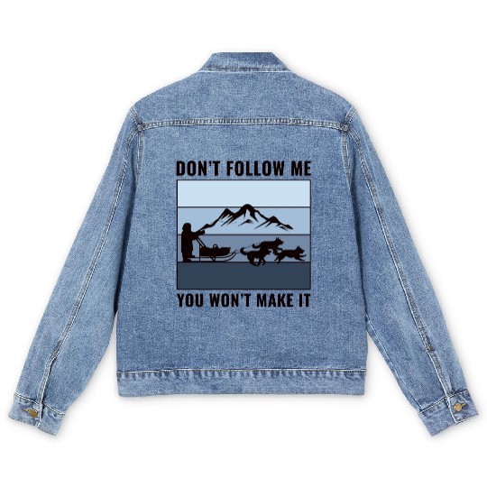 Husky Sledding Sled Dog Racing Alaskan Racers Men's Denim Jackets