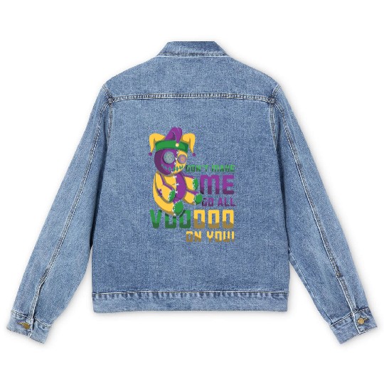 Witchcraft Doll Festival Parade Beads Mardi Gras Men's Denim Jackets