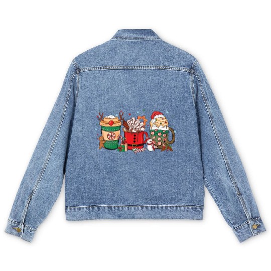 Christmas Hot Chocolate Cup Men's Denim Jackets