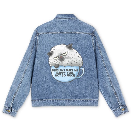 Persian Cat Persians Make Me happy! You Not Much Men's Denim Jackets