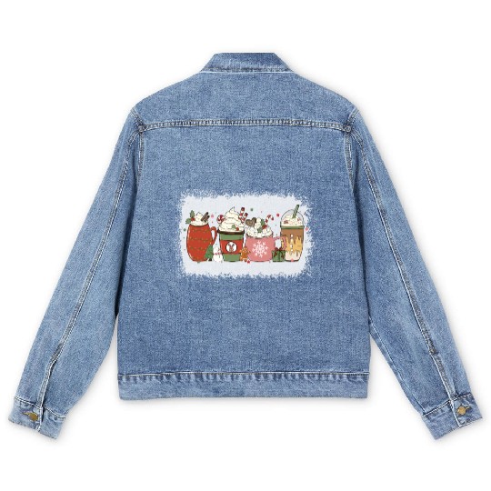 Christmas Hot Chocolate Peppermint Mocha Men's Denim Jackets