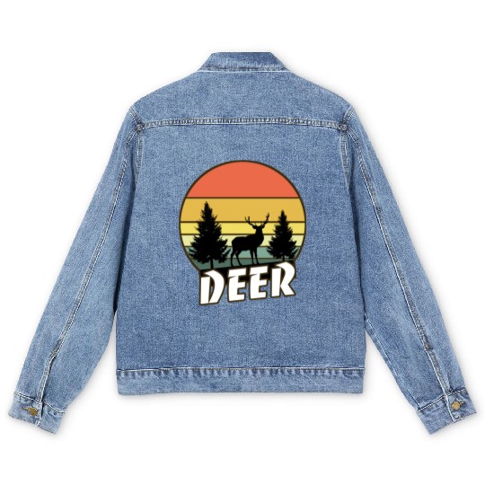 Deer funny sunset sunrise summer Gifts Men's Denim Jackets
