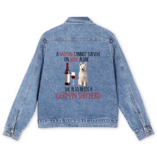 She Also Needs German Shepherd 3 Men's Denim Jackets
