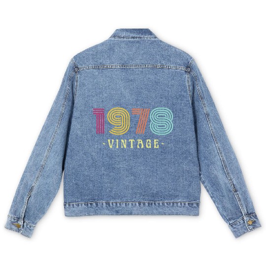 Neon Rainbow Retro Birthday Year Vintage 1978 Men's Denim Jackets