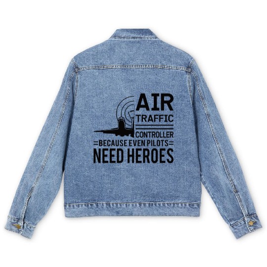 Air Traffic Controller Aircraft Flight Service Men's Denim Jackets