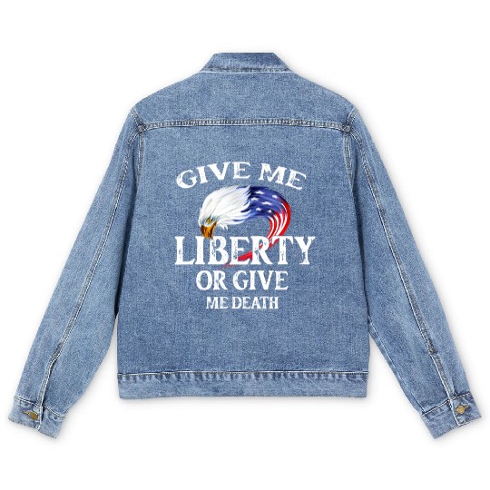 Vintage Give Me Liberty Or Give Me Death Men's Denim Jackets