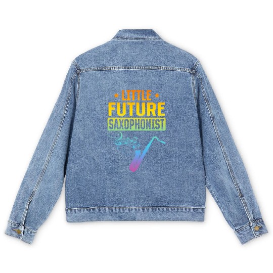 Little Future Saxophonist - Newborn Saxophone Musi Men's Denim Jackets