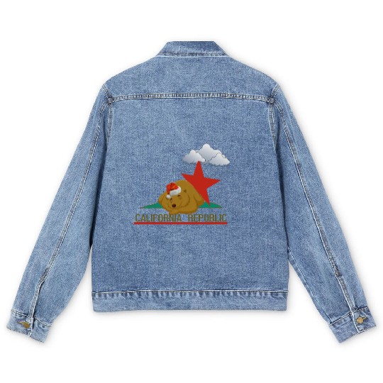 California bear in winter Men's Denim Jackets