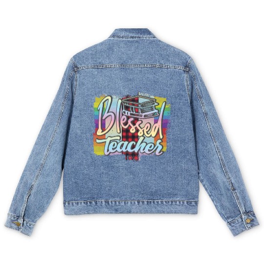 Blessed teacher Men's Denim Jackets