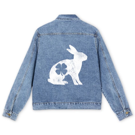 St Patrick's Day Rabbit Bunny Irish Green Shamrock Men's Denim Jackets