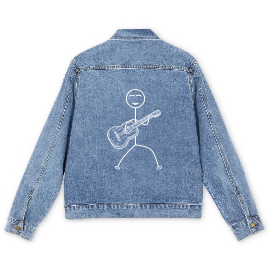 Guitar Player Stick Figure Funny Stick Figure Guit Men's Denim Jackets