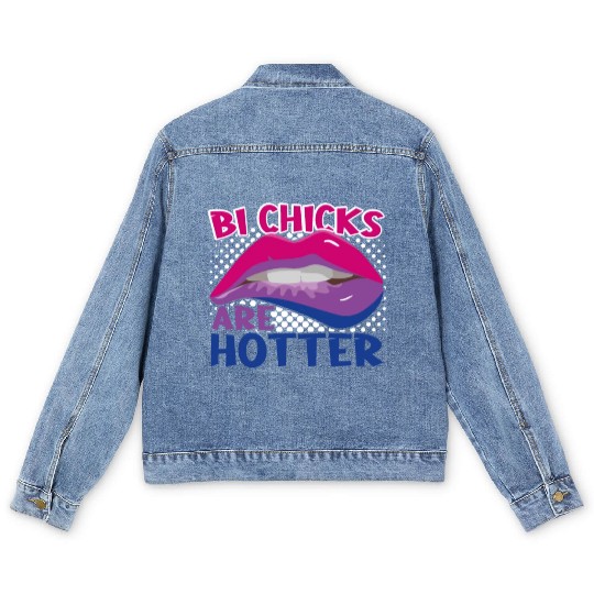 Bi Chicks Are Hotter Bisexual Pride Flag Lips Men's Denim Jackets
