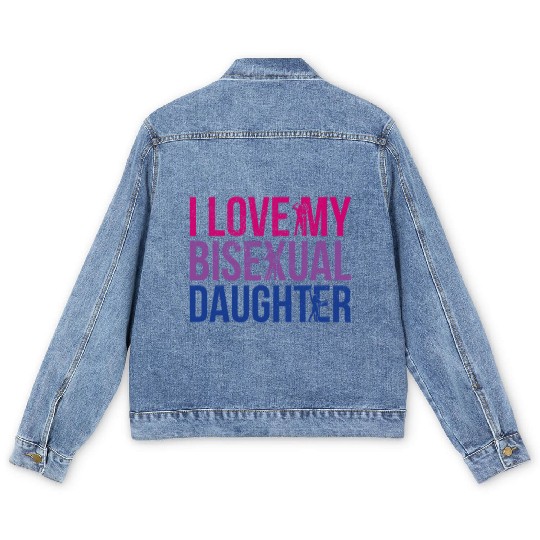 I Love My Bisexual Daughter Bi Pride Mom Men's Denim Jackets