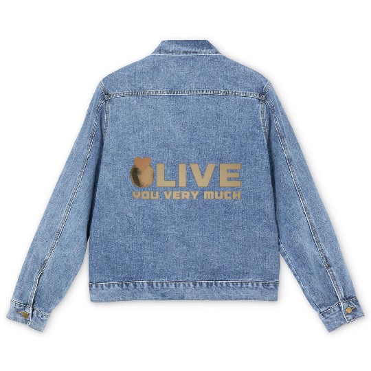 Olive i love you very much funny gifts Men's Denim Jackets
