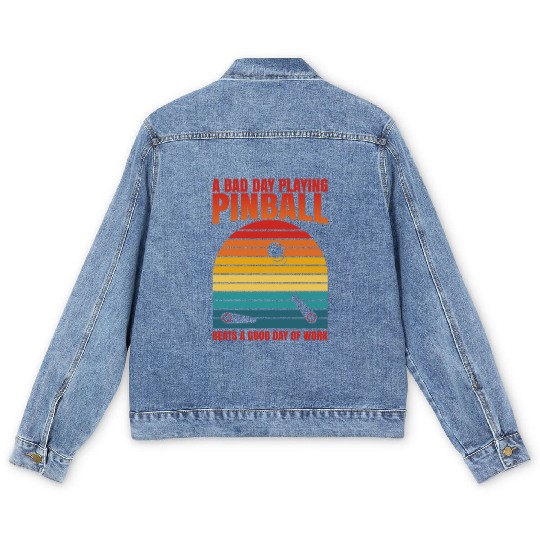 Retro Pinball Beats Work Arcade Machine Men's Denim Jackets