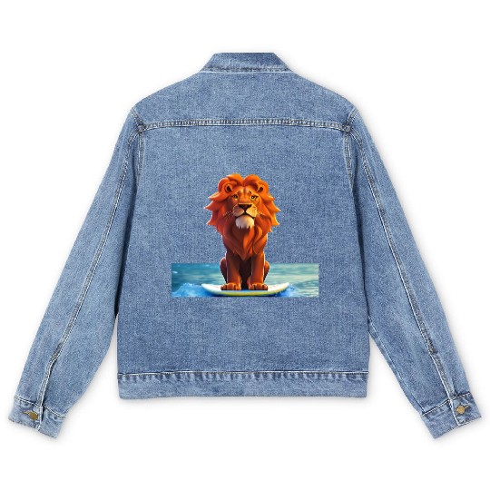 Surfer lion Men's Denim Jackets