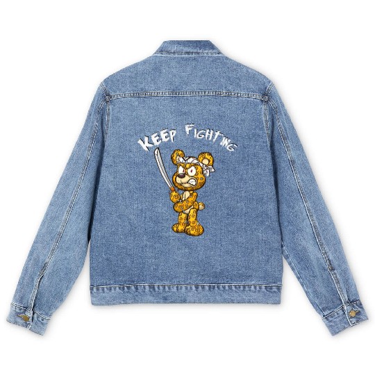 Keep Fighting Teddys Horror Halloween Men's Denim Jackets