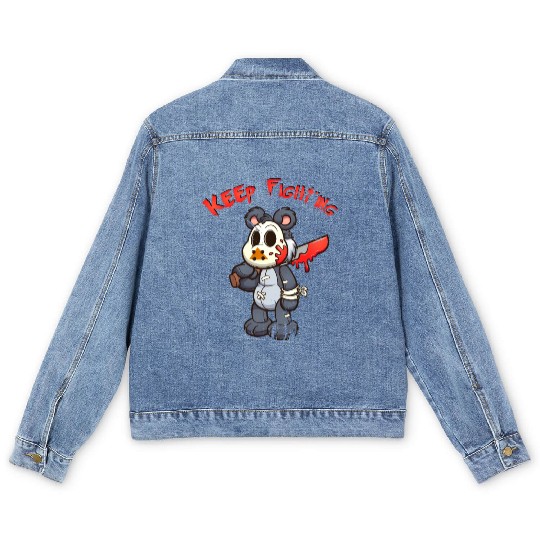 Keep Fighting Teddys Horror Halloween Men's Denim Jackets