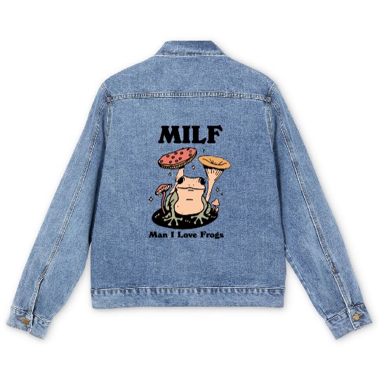 milf man i love frogs Men's Denim Jackets