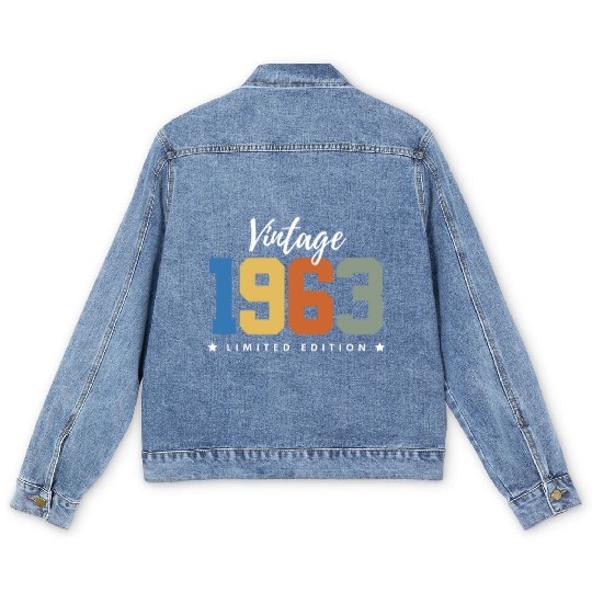 60 Years Vintage 1963 Retro 60th Birthday Men's Denim Jackets