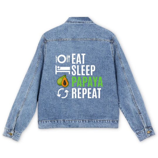 Eat Sleep Papaya Repeat Men's Denim Jackets
