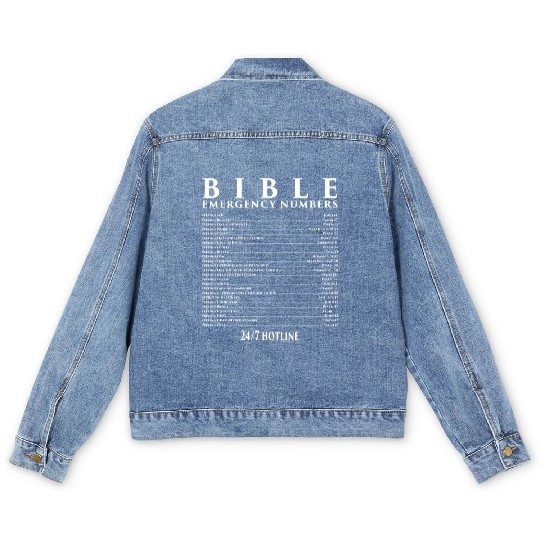 Bible Emergency Numbers Cool Christian Men's Denim Jackets