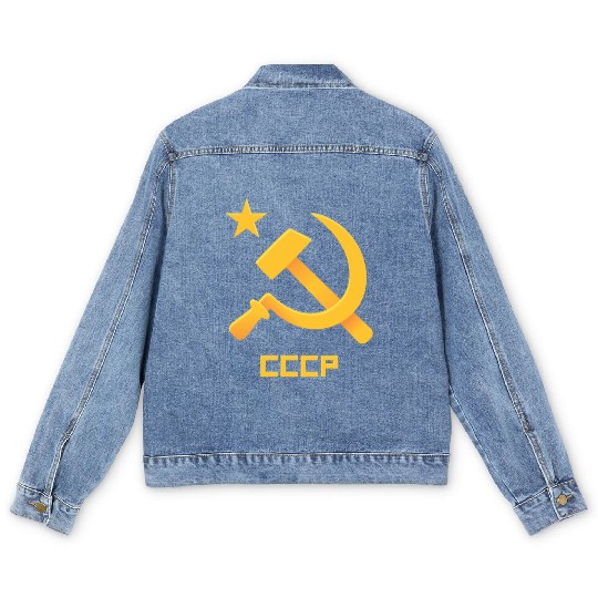 USSR Soviet Union Russia Hammer Sickel USSR Flag C Men's Denim Jackets