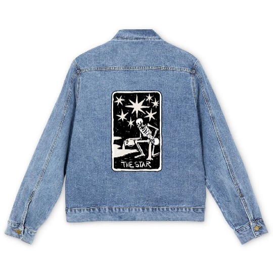 The Star Skeleton Skull Tarot Card Men's Denim Jackets