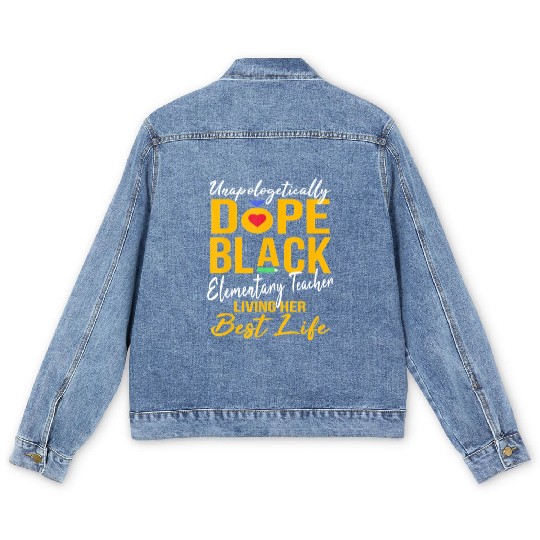 elementary teacher Afro Pride Men's Denim Jackets