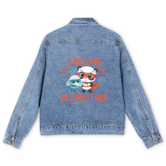 Big brother super hero panda elephant Men's Denim Jackets
