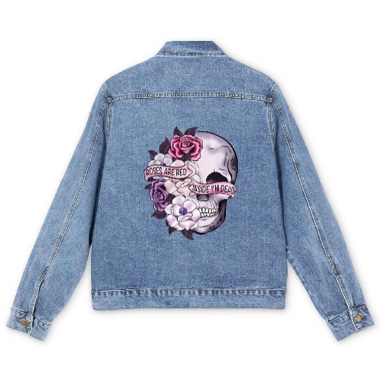 Roses Are Red Inside Im dead Skeleton valentine Men's Denim Jackets