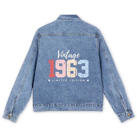 60 Years Vintage 1963 Retro 60th Birthday Men's Denim Jackets