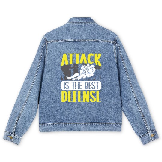 Jiu jitsu attack best defense jujutsu martial arts Men's Denim Jackets