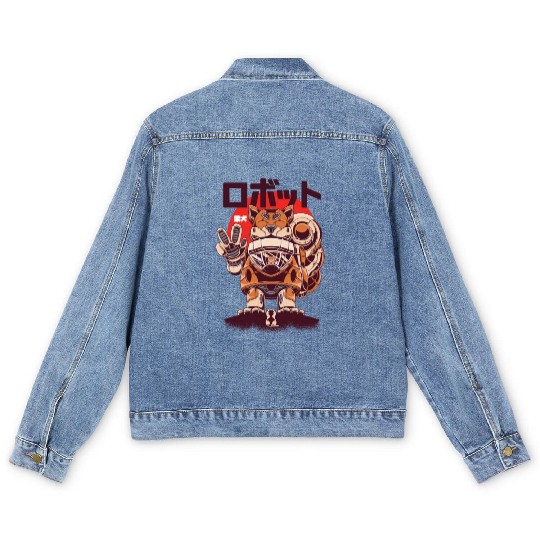 Cute Shiba Robot Pastel Kawaii Aesthetic, Yami Men's Denim Jackets