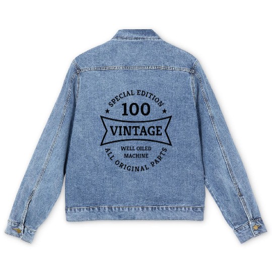 100 Year Old Born 1923 Vintage 100th Birthday Gift Men's Denim Jackets