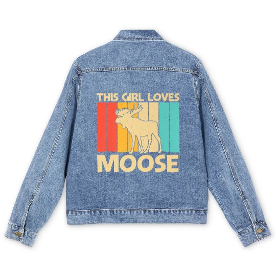 Cool Moose Design For Girls Kids Moose Deer Bull Men's Denim Jackets