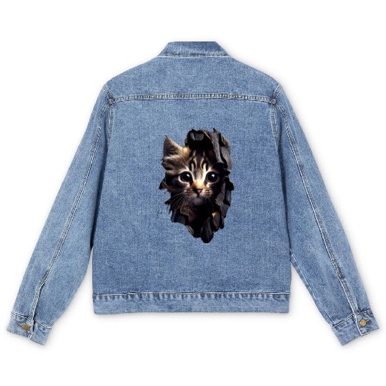 Cat Art Design Cute Cat Mom Meow Paws I Love Cats Men's Denim Jackets