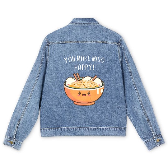 Cute Kawaii Ramen Noodles Anime Japanese Food Ram Men's Denim Jackets