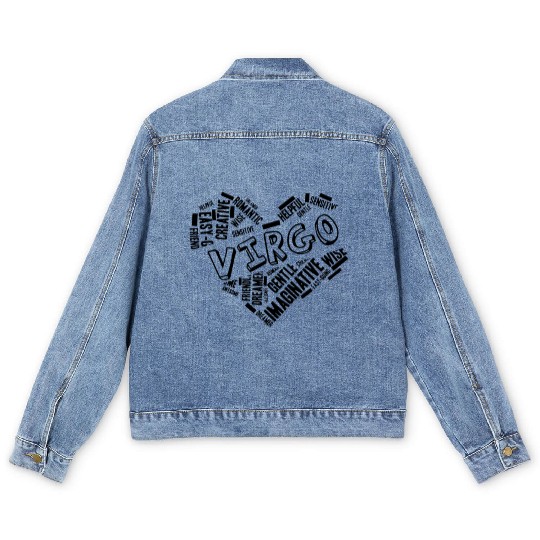 Virgo Heart Word Cloud Doodle Astrology Zodiac Sta Men's Denim Jackets