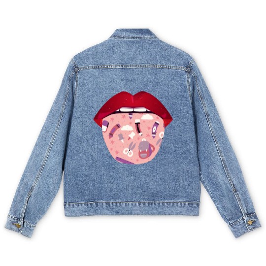 Daycare Teacher Lips Men's Denim Jackets