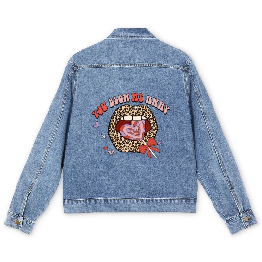 You Blow Me Away -Candy sweet lip groovy Leoaprd Men's Denim Jackets