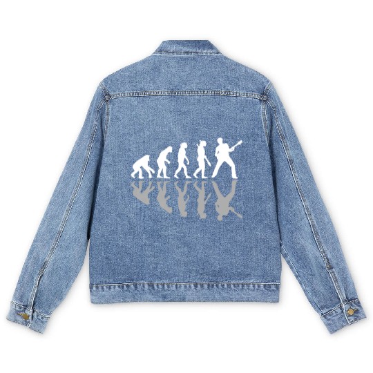 Guitarist Human Evolution Musician Guitar Player Men's Denim Jackets