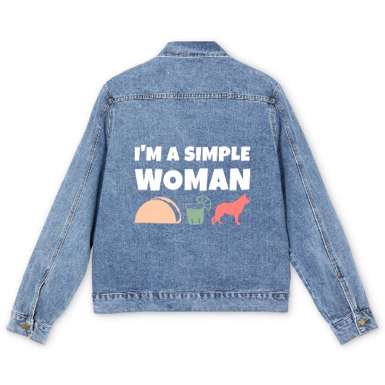 I'm A Simple Woman Tacos Tequila German Shepherd Men's Denim Jackets