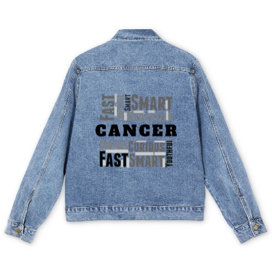 Cancer Zodiac Star Sign Word Cloud Square Monochro Men's Denim Jackets
